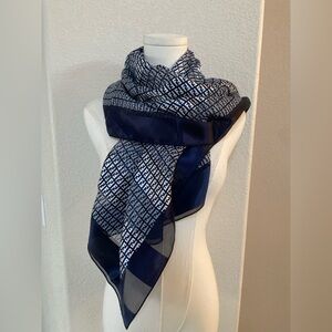 Vintage Fendi Navy FF Monogram Silk Scarf 39” Square Made in Italy